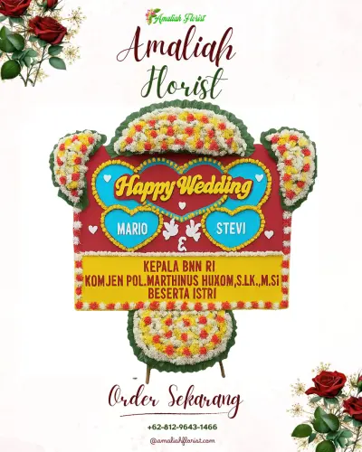 Karangan Papan Bunga Pernikahan di Kemambang